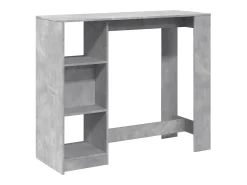 Mesa bar con estante madera gris hormigón 124x46x103,5 cm