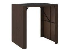 Mesa bar con superficie cristal ratán PE marrón 105x80x110 cm ES742845