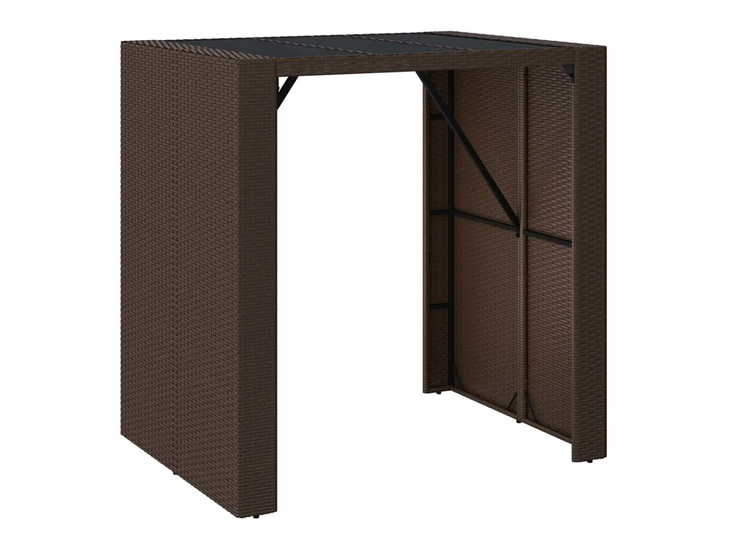 Mesa bar con superficie cristal ratán PE marrón 105x80x110 cm ES742845