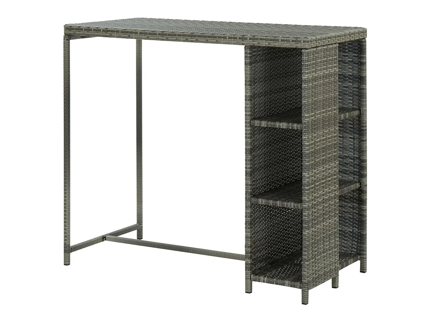 Mesa bar estante almacenaje 120x60x110cm ratán sintético gris ES542331