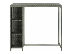 Mesa bar estante almacenaje 120x60x110cm ratán sintético gris ES542331