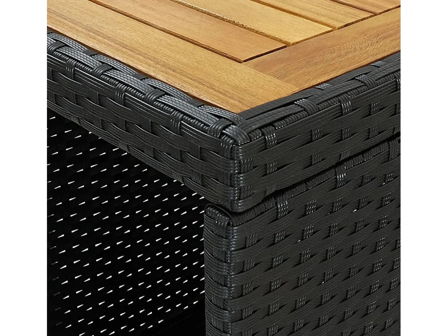 Mesa bar estante almacenaje 120x60x110 cm ratán sintético negro