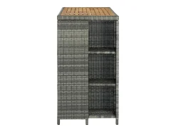 Mesa bar estante almacenaje 120x60x110 cm ratán sintético gris ES450133