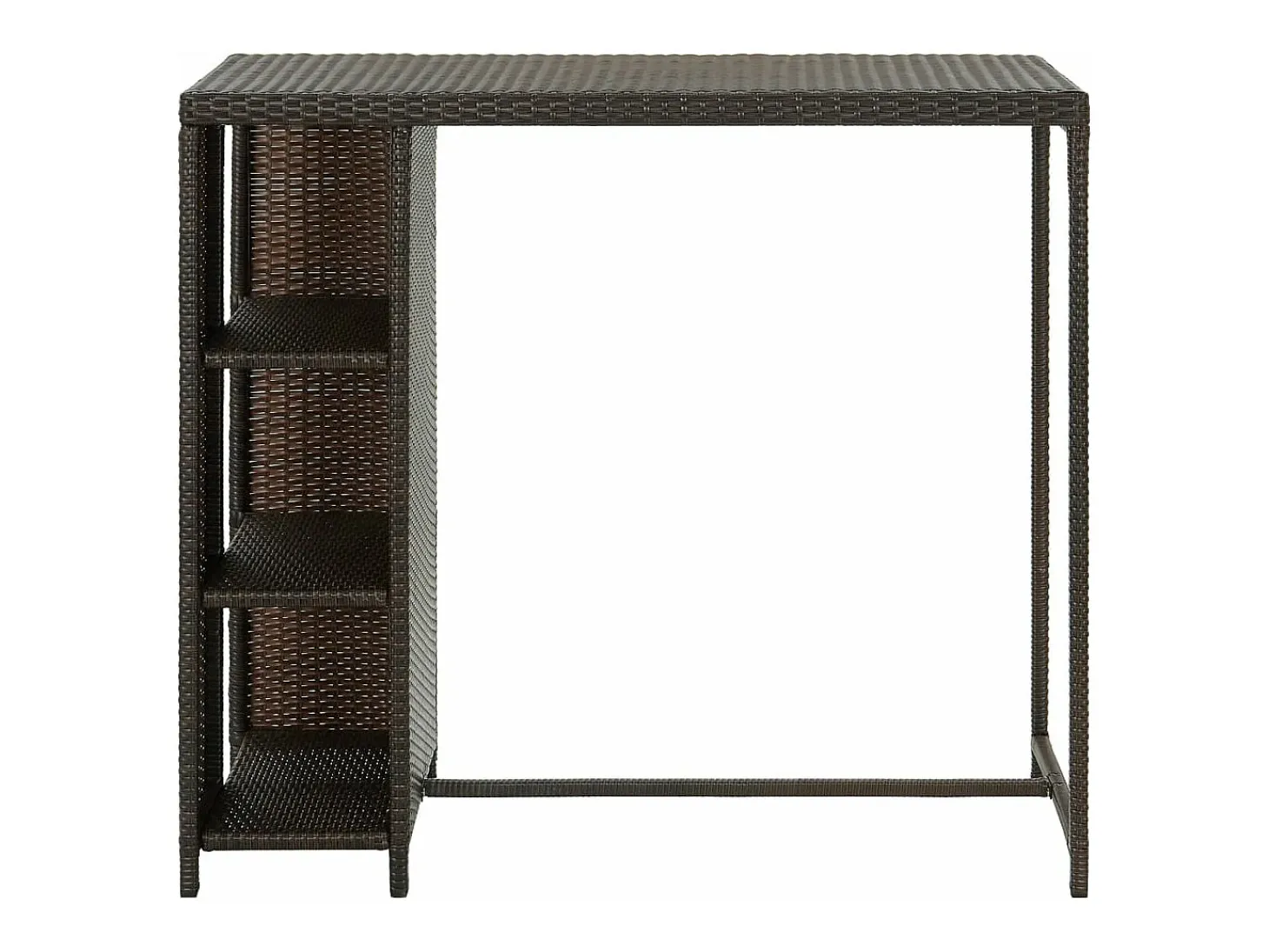 Mesa bar estante almacenaje 120x60x110cm ratán sintético marrón