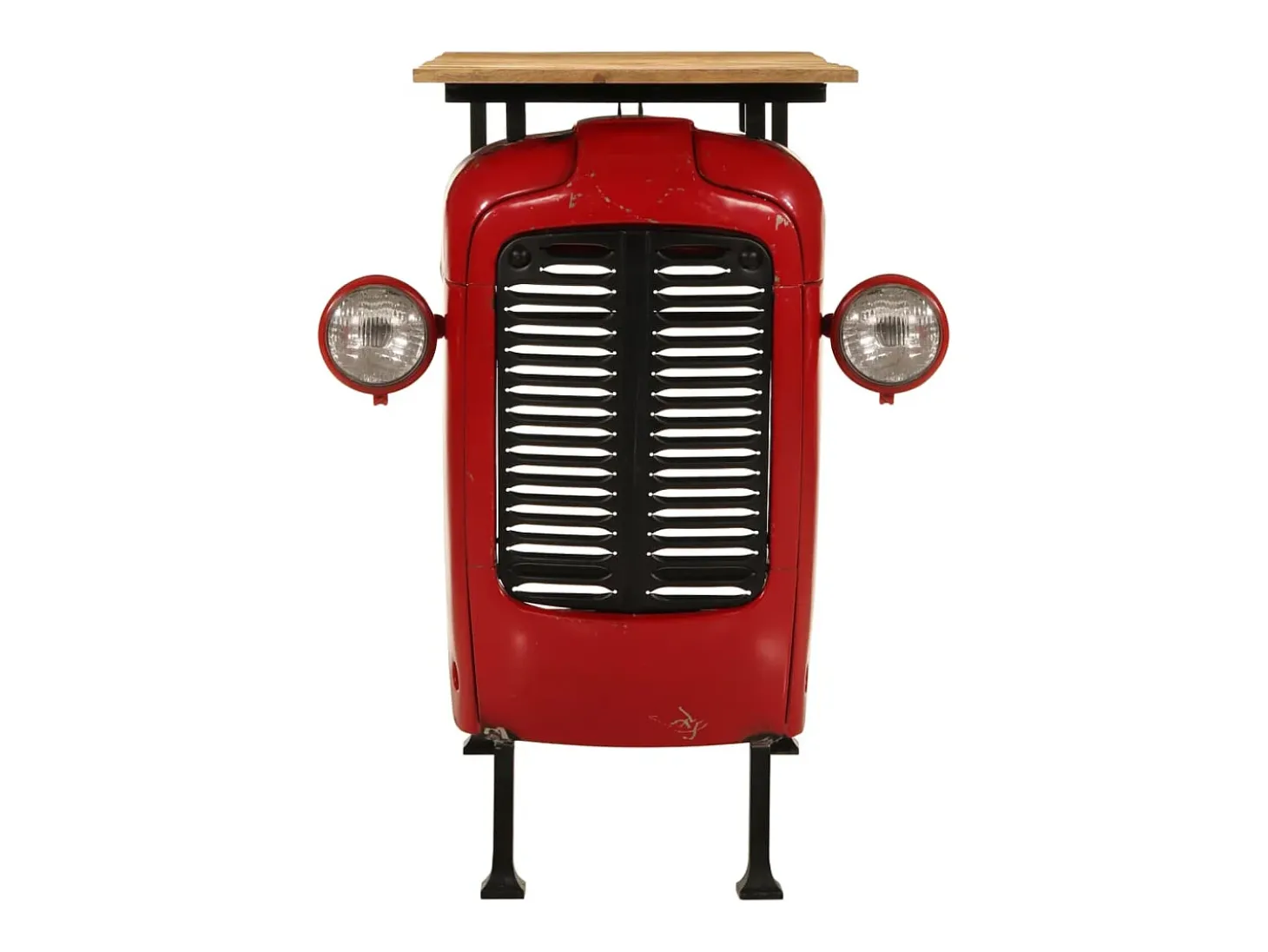 Mesa bar tractor madera maciza mango rojo y marrón 55x120x107cm