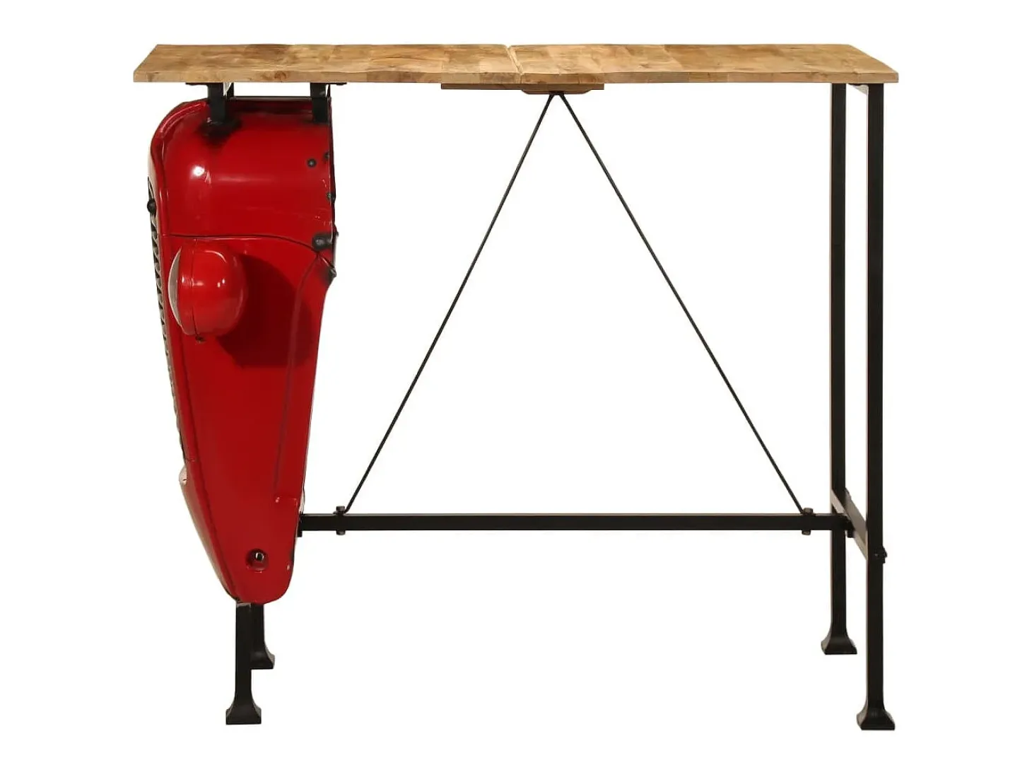Mesa bar tractor madera maciza mango rojo y marrón 55x120x107cm