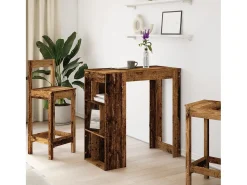 Mesa bar y estantes madera ingeniería envejecida 102x50x103,5cm