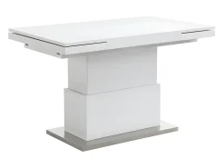 Mesa centro 2 en 1: Mesa comedor y mesa centro. 4 a 6 comensales. MDF. Blanco. LAURIA