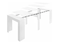 Mesa comedor Bailen multifuncion extensible en blanco brillo. 77 cm(alto)54-101-147-194-24