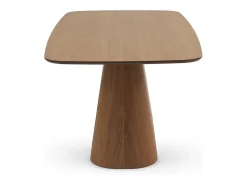 Mesa comedor de madera contrachapado roble con pie central cilíndrico