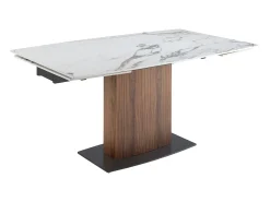 Mesa comedor extensible ovalada barril mármol porcelánico y nogal 1133 ANGEL CERDA