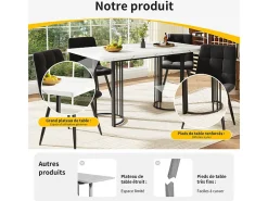 Mesa comedor extensible para 6-8 personas en MDF y metal - Efecto mármol blanco - 140/179,5x80x75,5 cm
