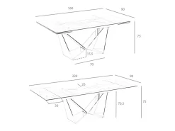 Mesa comedor extensible rectangular cristal templado y acero cromado 1027 ANGEL CERDA