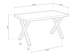 Mesa comedor fija X-Loft roble American/negro 76x80x140 cm Adec