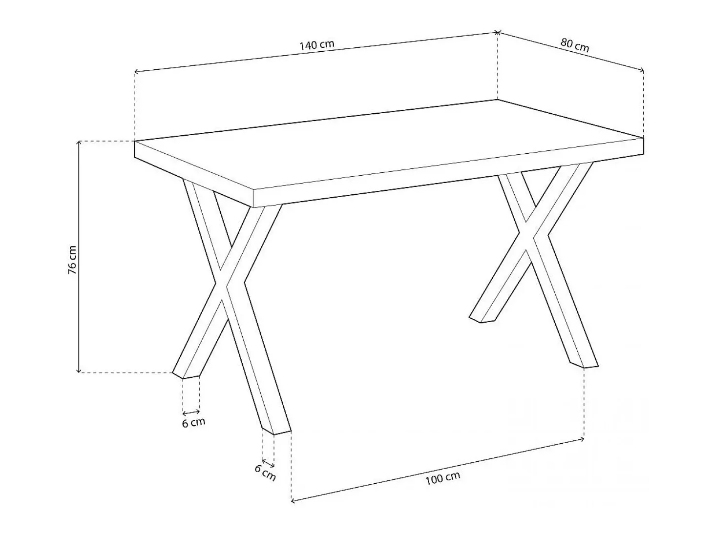 Mesa comedor fija X-Loft roble American/negro 76x80x140 cm Adec