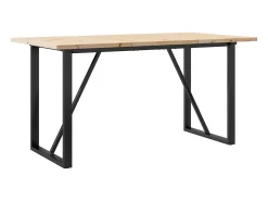 Mesa comedor marco O madera maciza pino y hierro 140x80x75,5 cm