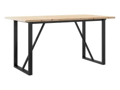Mesa comedor marco O madera maciza pino y hierro 140x80x75,5 cm