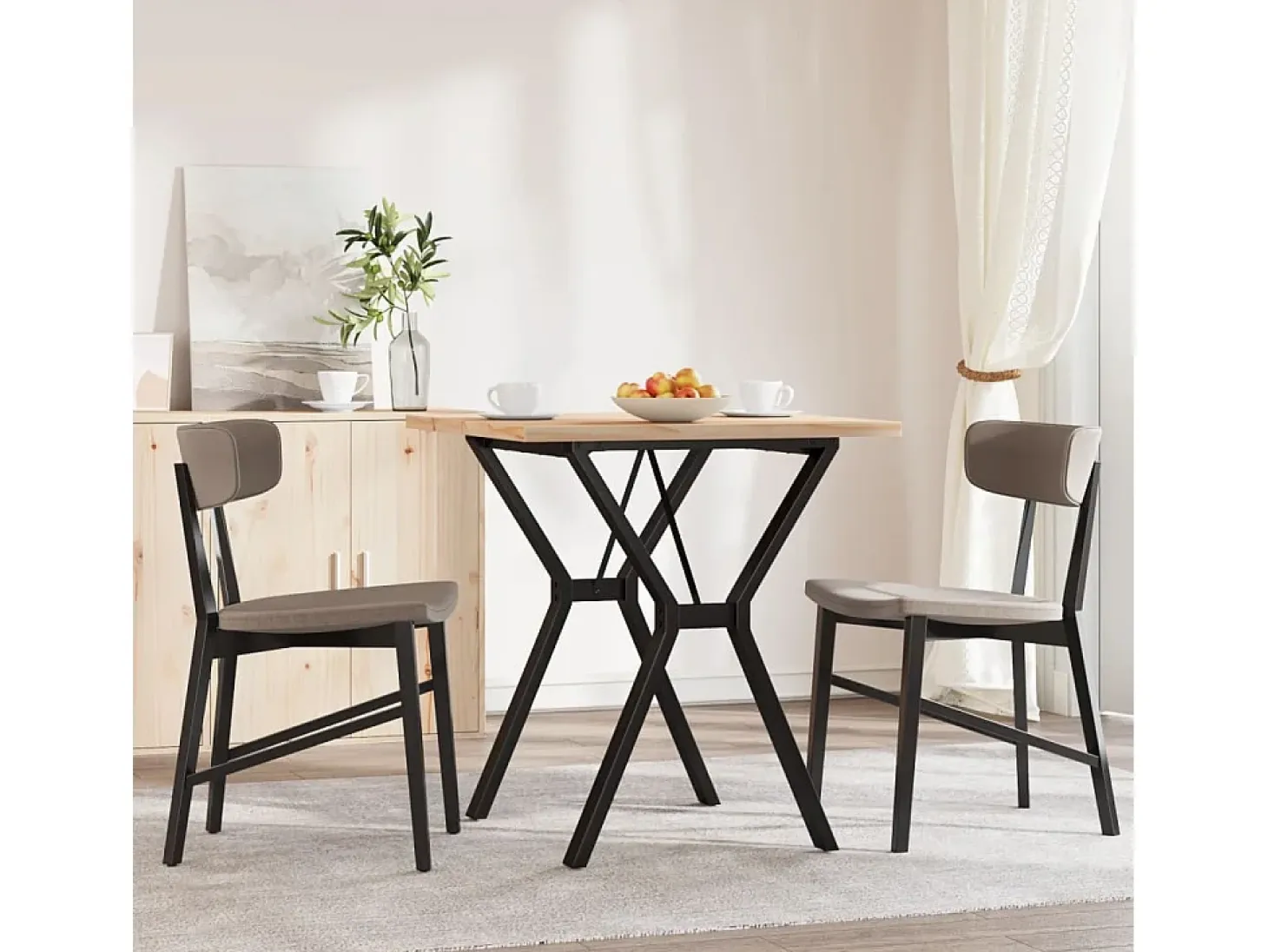 Mesa comedor marco Y madera maciza pino y hierro 70x70x75,5 cm ES122486