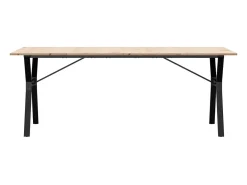 Mesa comedor marco Y madera maciza pino y hierro 200x100x75 cm ES598572