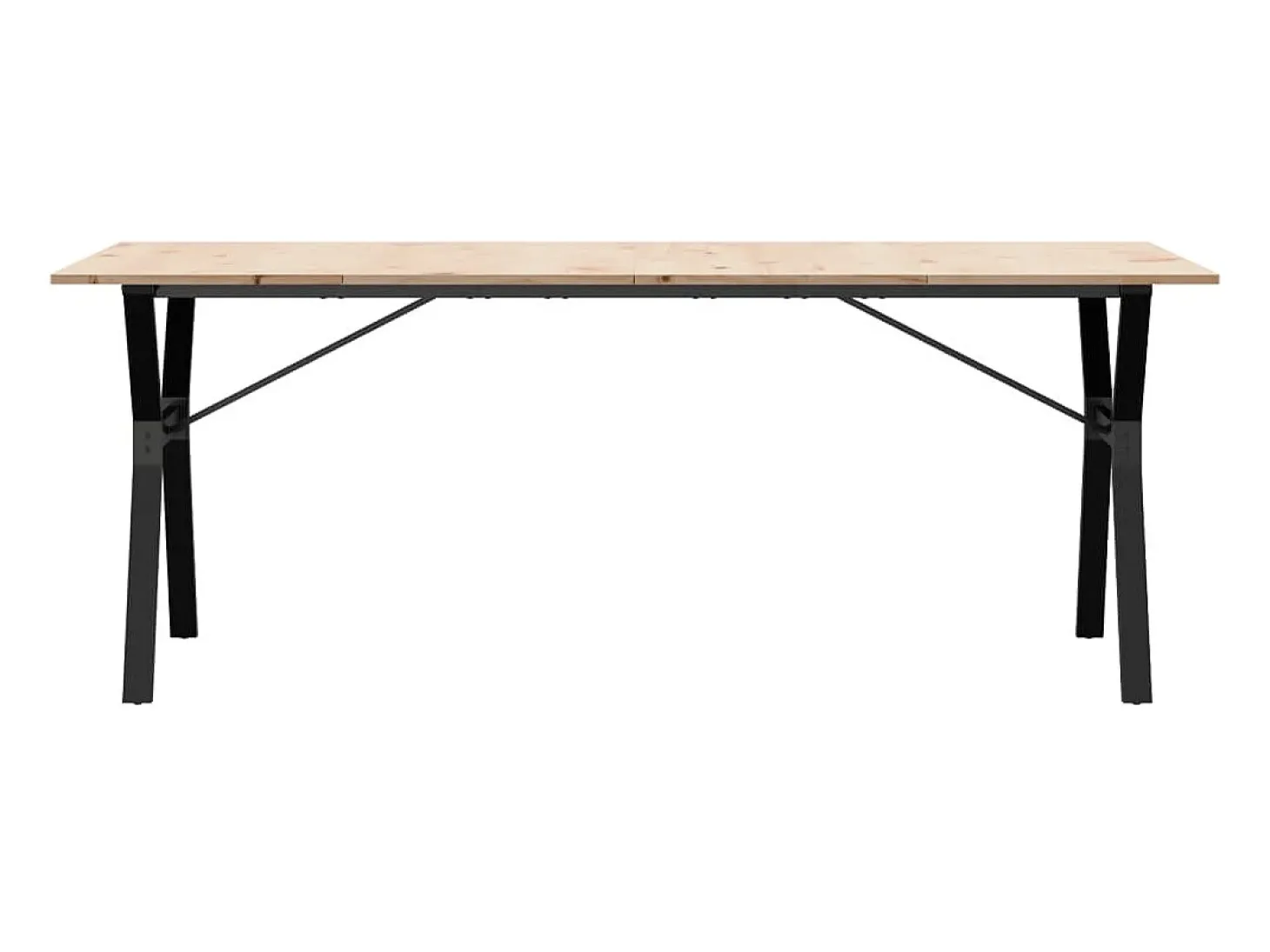 Mesa comedor marco Y madera maciza pino y hierro 200x100x75 cm ES598572