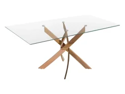 Mesa comedor rectangular cristal templado y acero rosa 1169-140x95 ANGEL CERDA