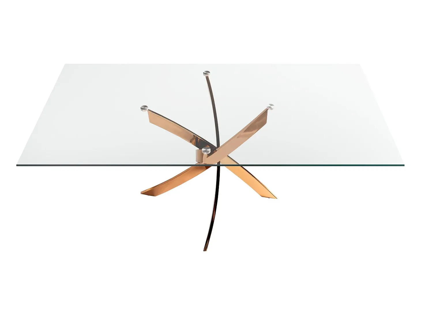 Mesa comedor rectangular cristal templado y acero rosa 1169-140x95 ANGEL CERDA