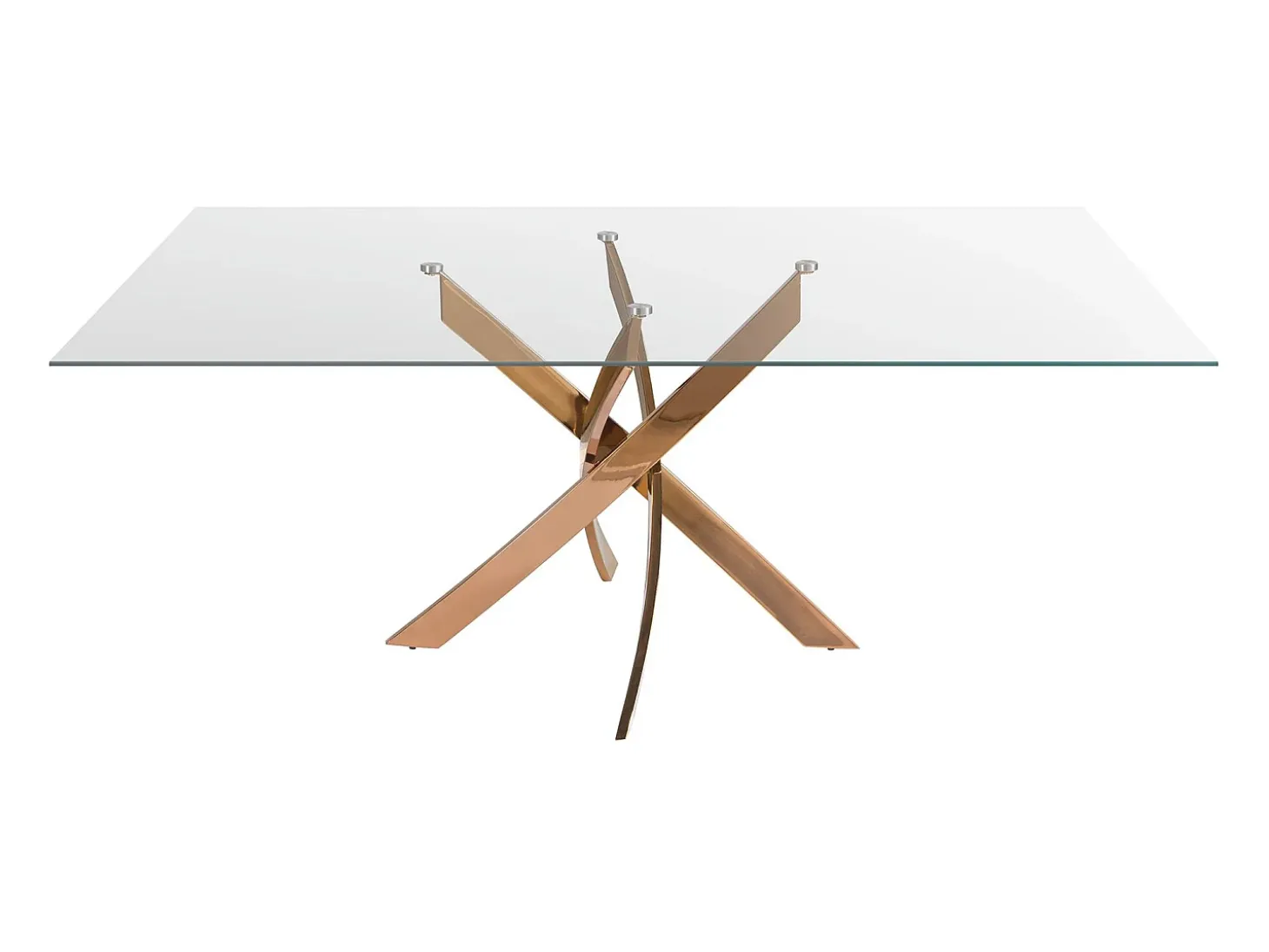 Mesa comedor rectangular cristal templado y acero rosa 1169-140x95 ANGEL CERDA