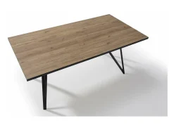 Mesa comedor rectangular DANIEL en acabado bocamina/negro, 76cm(alto) 180cm(ancho) 90cm(la