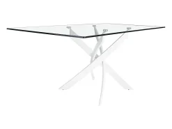 Mesa comedor rectangular cristal templado y acero blanco 1138-140x95 ANGEL CERDA