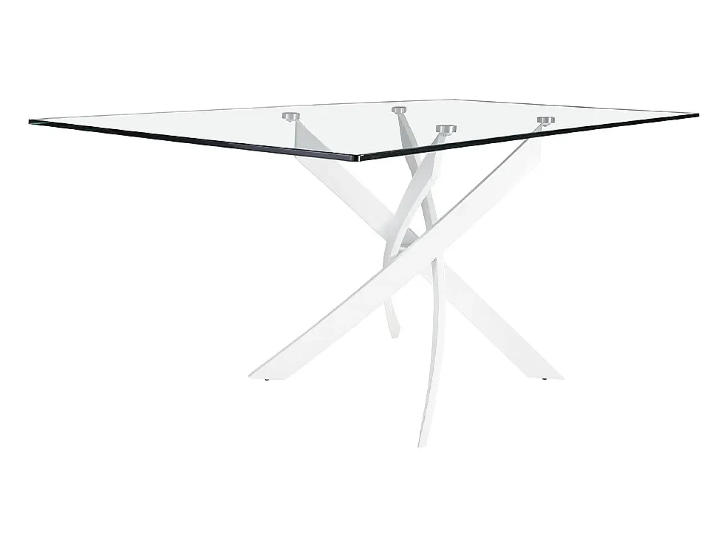 Mesa comedor rectangular cristal templado y acero blanco 1138-140x95 ANGEL CERDA