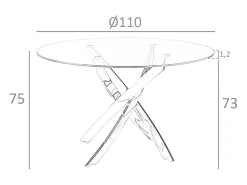 Mesa comedor redonda cristal templado y acero blanco 1138-Ø110 ANGEL CERDA