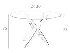 Mesa comedor redonda cristal templado y acero rosa 1169-Ø130 ANGEL CERDA