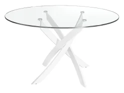 Mesa comedor redonda cristal templado y acero blanco 1138-Ø120 ANGEL CERDA