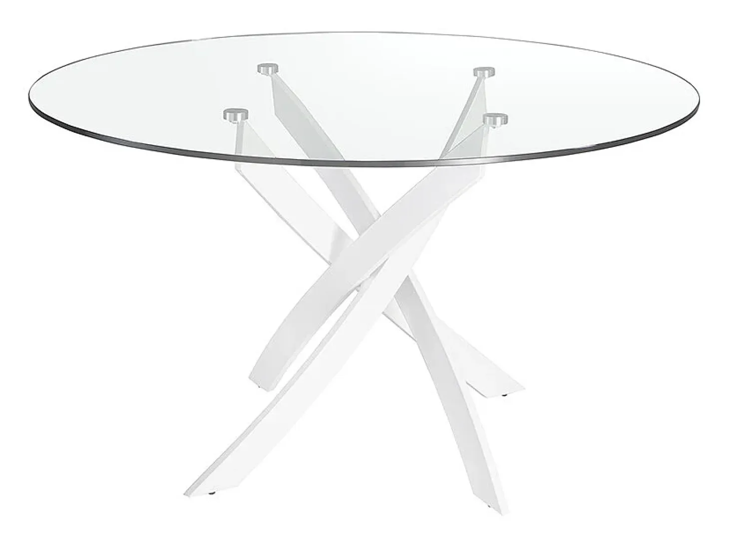 Mesa comedor redonda cristal templado y acero blanco 1138-Ø120 ANGEL CERDA