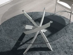 Mesa comedor redonda cristal templado y acero blanco 1138-Ø120 ANGEL CERDA