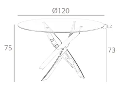 Mesa comedor redonda cristal templado y acero blanco 1138-Ø120 ANGEL CERDA