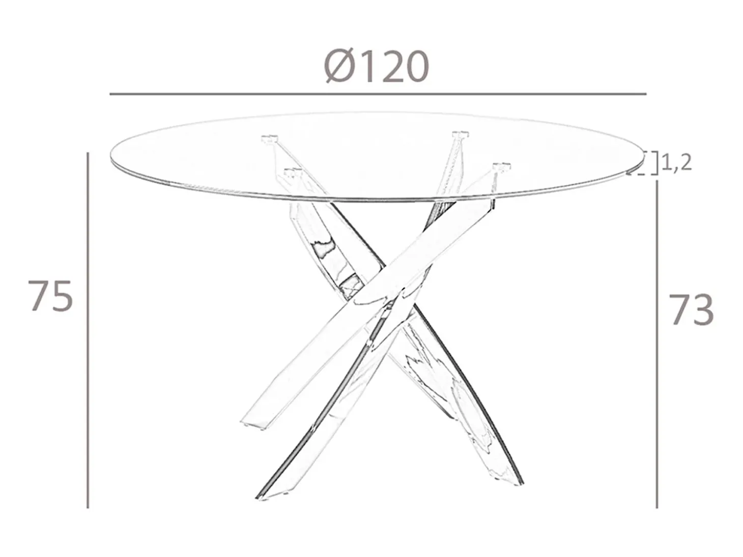 Mesa comedor redonda cristal templado y acero blanco 1138-Ø120 ANGEL CERDA