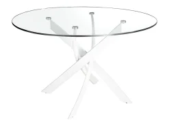 Mesa comedor redonda cristal templado y acero blanco 1138-Ø120 ANGEL CERDA