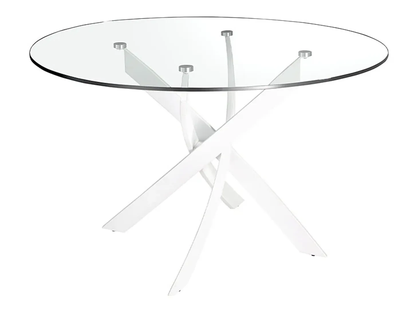 Mesa comedor redonda cristal templado y acero blanco 1138-Ø120 ANGEL CERDA