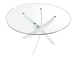 Mesa comedor redonda cristal templado y acero blanco 1138-Ø120 ANGEL CERDA