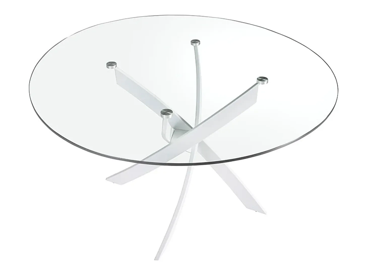 Mesa comedor redonda cristal templado y acero blanco 1138-Ø120 ANGEL CERDA