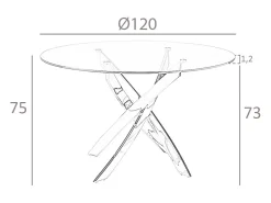 Mesa comedor redonda cristal templado y acero blanco 1138-Ø120 ANGEL CERDA