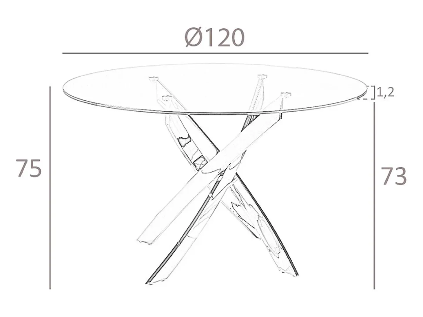 Mesa comedor redonda cristal templado y acero blanco 1138-Ø120 ANGEL CERDA
