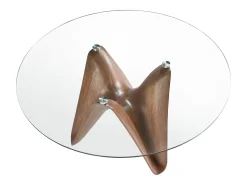 Mesa comedor redonda cristal templado y nogal 1126-Ø150 ANGEL CERDA