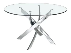 Mesa comedor redonda cristal templado y acero cromado 1061-Ø120 ANGEL CERDA