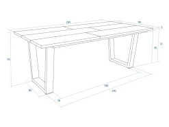 Mesa Comedor, 194x90x74 cm, Para 10 Comensales, Muebles Comedor, Roble oscuro