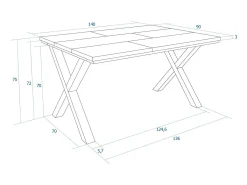 Mesa Comedor, 140x90x74cm, Para 6 comensales, Muebles Comedor, Negro