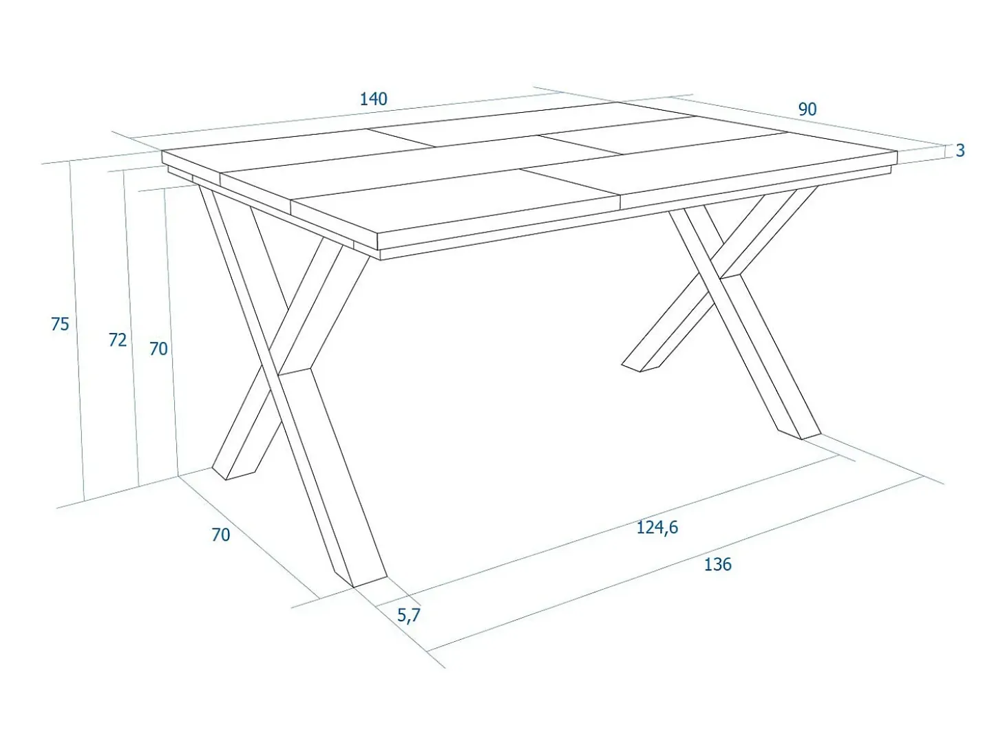 Mesa Comedor, 140x90x74cm, Para 6 comensales, Muebles Comedor, Negro