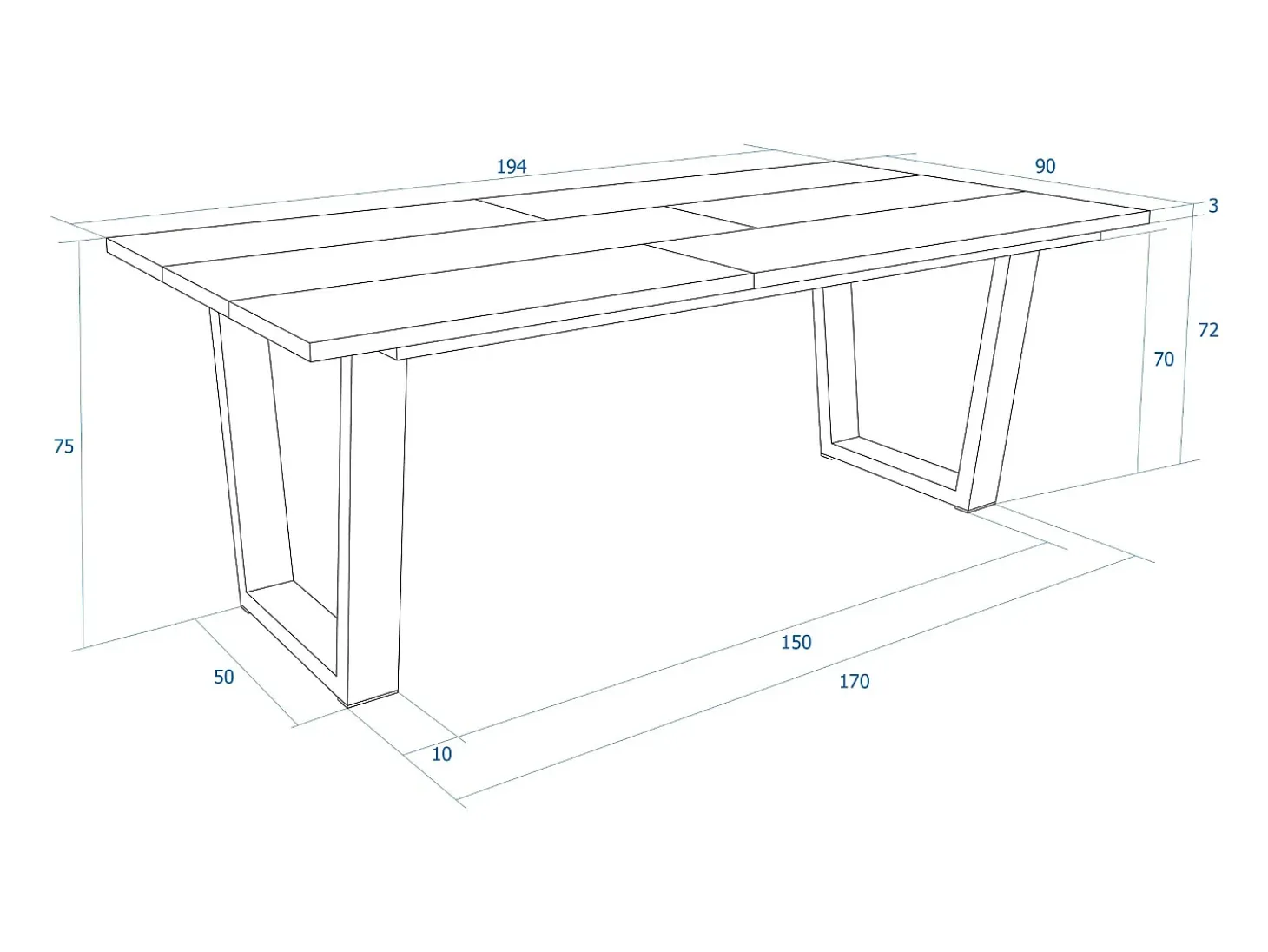 Mesa Comedor, 194x90x74cm, Para 10 Comensales, Muebles Comedor, Roble