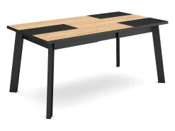 Mesa Comedor, 170x90x75cm, Para 8 Comensales, Patas de madera, Roble y negro